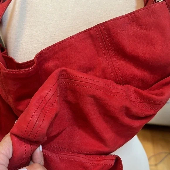 Laura Di Maggio Red Suede Slouchy Crossbody Bag